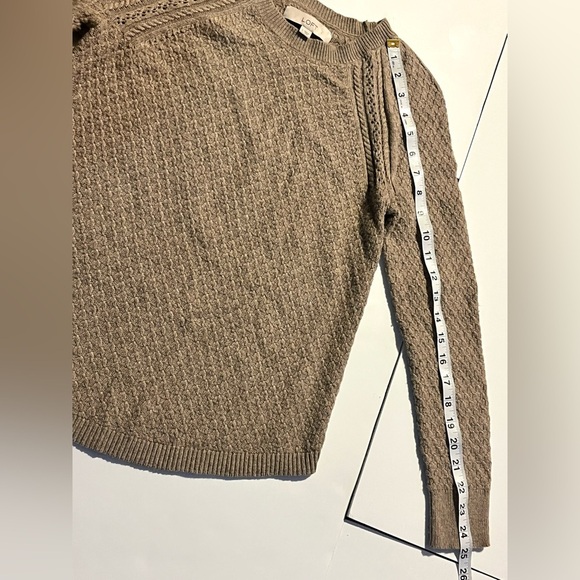 LOFT Ann Taylor Cozy Tan Knit Sweater Long Sleeve Women’s Size Small - Picture 5 of 16